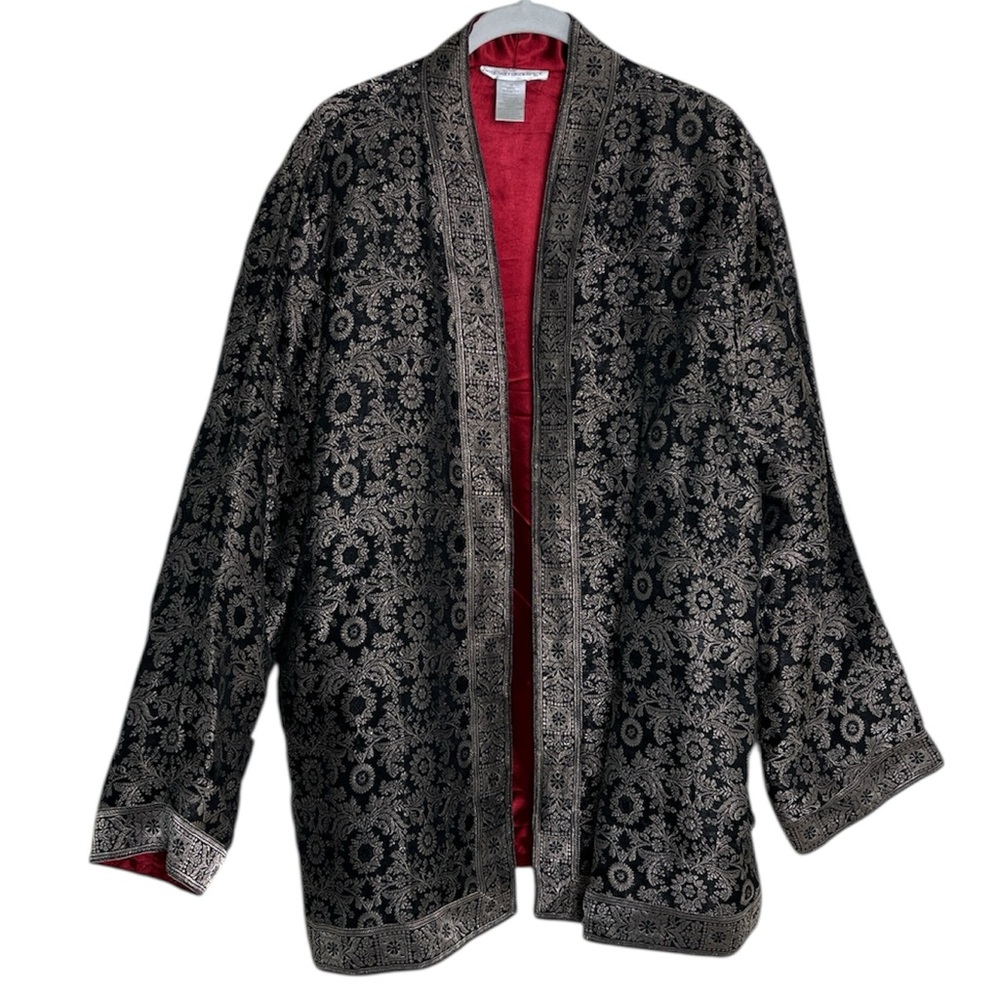 Soft Surroundings Metallic Floral Jacquard Kimono Jacket